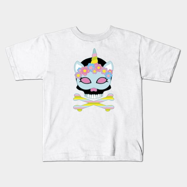 Unicorn Skull and Crossbones Kids T-Shirt by Nuletto